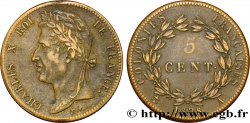 COLONIES FRANÇAISES - Charles X, pour la Guyane 5 Centimes Charles X 1828 Paris - A