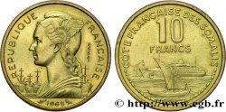 CÔTE FRANÇAISE DES SOMALIS Essai de 10 Francs Marianne / port 1965 Paris