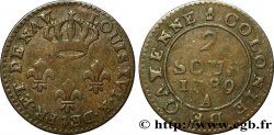 GUYANE FRANÇAISE 2 Sous colonies de Cayenne 2e type 1789 Paris - A TB 