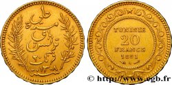 TUNISIA - Protettorato Francese 20 Francs or Bey Ali AH1308 1891 Paris 