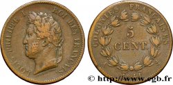 COLONIAS FRANCESAS - Louis-Philippe para Guadalupe 5 Centimes Louis Philippe Ier 1841 Paris - A BC+ 