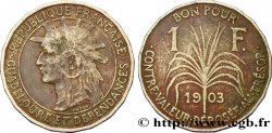 GUADELUPA Bon pour 1 Franc indien caraïbe / canne à sucre 1903  