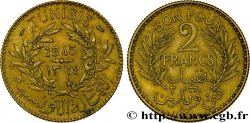 TUNISIA - French protectorate Bon pour 2 Francs sans le nom du Bey AH1364 1945 Paris