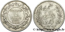 TUNISIA - French protectorate 2 Francs AH1308 1891 Paris - A