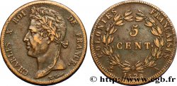 COLONIES FRANÇAISES - Charles X, pour la Guyane 5 Centimes Charles X 1828 Paris - A