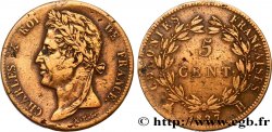 COLONIAS FRANCESAS - Charles X, para Martinica y Guadalupe 5 Centimes Charles X 1827 La Rochelle - A