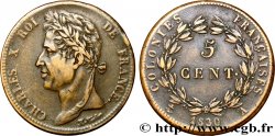 COLONIES FRANÇAISES - Charles X, pour la Guyane 5 Centimes Charles X 1830 Paris - A