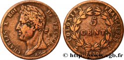 COLONIES FRANÇAISES - Charles X, pour la Guyane 5 Centimes Charles X 1830 Paris - A