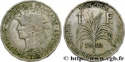 GUADALUPE Bon pour 1 Franc indien caraïbe / canne à sucre 1903 