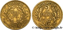 TUNEZ - Protectorado Frances Bon pour 2 Francs sans le nom du Bey AH1340 1921 Paris