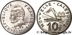 NUOVA CALEDONIA 10 Francs I.E.O.M. Marianne / paysage maritime néo-calédonien avec pirogue à voile  2003 Paris 