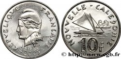 NEUKALEDONIEN 10 Francs I.E.O.M. Marianne / paysage maritime néo-calédonien avec pirogue à voile  2003 Paris