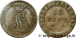 FRANZÖSISCHE-GUAYANA 10 Cent. (imes) monogramme de Louis-Philippe 1846 Paris
