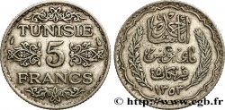 TUNISIA - French protectorate 5 Francs AH 1353 1934 Paris