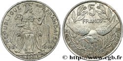 NUEVA CALEDONIA 5 Francs I.E.O.M. représentation allégorique de Minerve / Kagu, oiseau de Nouvelle-Calédonie 2001 Paris
