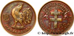 MADAGASCAR - Free French Forces 1 Franc 1943 Prétoria XF 
