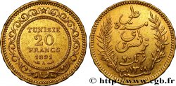 TUNISIA - Protettorato Francese 20 Francs or Bey Ali AH1308 1891 Paris 