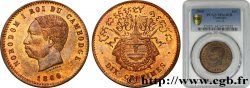 CAMBODGE - ROYAUME DU CAMBODGE - NORODOM Ier 10 Centimes 1860 Bruxelles SPL64 PCGS