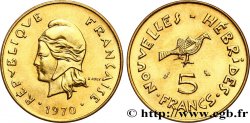 NUOVO EBRIDI (VANUATU dopo1980) 5 Francs 1970 Paris 