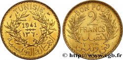 TUNISIA - FRENCH PROTECTORATE Bon pour 2 Francs sans le nom du Bey AH1360 1941 Paris