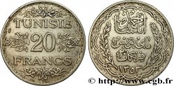 TUNEZ - Protectorado Frances 20 Francs au nom du  Bey Ahmed an 1353 1934 Paris