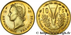 FRENCH WEST AFRICA Essai de 10 Francs Marianne / antilope 1956 Paris