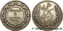 TUNISIA - French protectorate 2 Francs AH 1319 1901 Paris
