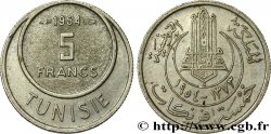 TUNISIA - Protettorato Francese 5 Francs AH1373 1954 Paris 