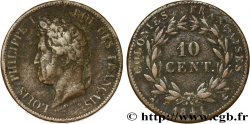 COLONIAS FRANCESAS - Louis-Philippe para Guadalupe 10 Centimes 1841 Paris