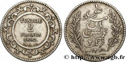 TUNISIA - French protectorate 2 Francs AH1309 1892 Paris - A