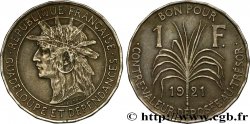 GUADELUPA Bon pour 1 Franc indien caraïbe 1921  