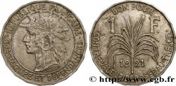 GUADALUPE Bon pour 1 Franc indien caraïbe 1921 