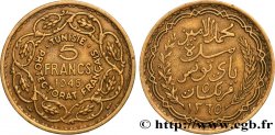 TUNEZ - Protectorado Frances 5 Francs AH1365 1946 Paris