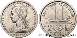 SAINT PIERRE ET MIQUELON 2 Francs Marianne type Union Française / voilier 1948 Paris SUP 