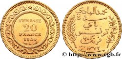 TUNISIA - FRENCH PROTECTORATE 20 Francs or Bey Mohamed El Hadi AH 1322 1904 Paris