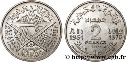 MARUECOS - PROTECTORADO FRANCÉS Essai de 2 Francs AH 1370 1951 Paris