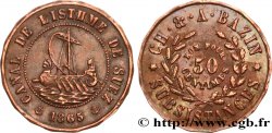 ÄGYPTEN - SUESKANAL Bon pour 50 Centimes CH. &. A. BAZIN 1865 