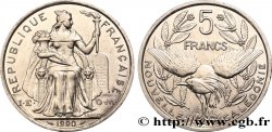 NUEVA CALEDONIA 5 Francs I.E.O.M. représentation allégorique de Minerve / Kagu, oiseau de Nouvelle-Calédonie 1990 Paris