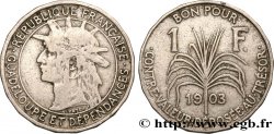 GUADELOUPE Bon pour 1 Franc indien caraïbe / canne à sucre 1903  TB 