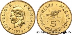 NEW HEBRIDES (VANUATU since 1980) 5 Francs ESSAI Marianne / oiseau 1970 Paris