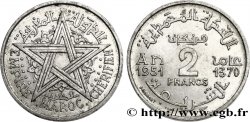 MARUECOS - PROTECTORADO FRANCÉS 2 Francs Empire Chérifien - Maroc AH1370 1951 Paris