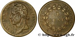 COLONIES FRANÇAISES - Charles X, pour la Guyane 5 Centimes Charles X 1828 Paris - A