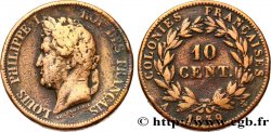 COLONIAS FRANCESAS - Louis-Philippe para Guadalupe 10 Centimes Louis Philippe Ier 1839 Paris - A