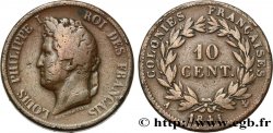 COLONIE FRANCESI - Luigi Filippo, per Guadalupa 10 Centimes 1841 Paris 
