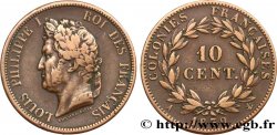 COLONIE FRANCESI - Luigi Filippo, per Guadalupa 10 Centimes Louis-Philippe 1839 Paris 