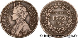 ÎLE DE LA MARTINIQUE 1 Franc 1922 sans atelier