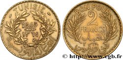 TUNISIA - French protectorate Bon pour 2 Francs sans le nom du Bey AH1364 1945 Paris