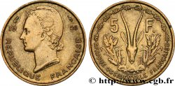 AFRICA FRANCESA DEL OESTE 5 Francs Marianne / antilope 1956 Paris