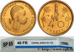 CENTRAL AFRICA Épreuve de 40 Francs de Joly Banque d’Émission de l’Afrique Centrale 1958 Paris