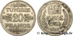 TUNESIEN - Französische Protektorate  20 Francs au nom du  Bey Ahmed an 1353 1934 Paris